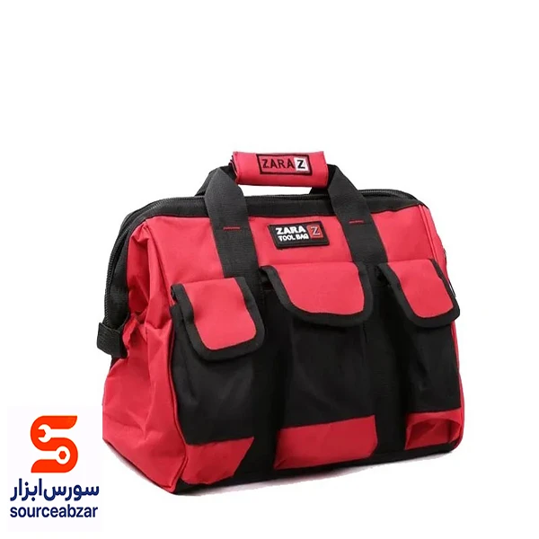 کیف ابزار زارا مدل 108 پرو با 8 عدد محفظه برزنتی آبی.قرمز.طوسی