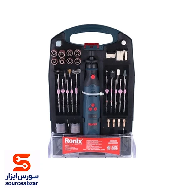 ست 118 پارچه فرز مینیاتوری شارژی رونیکس 3.6 ولت مدل 3420