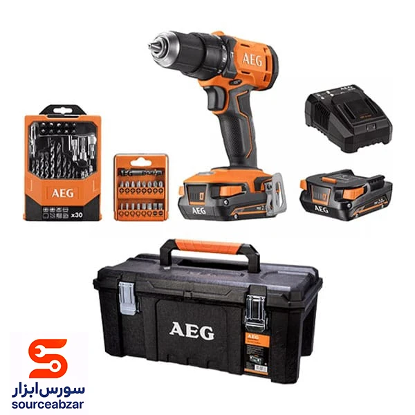 کیت دریل پیچ گوشتی چکشی شارژی آاگ 18 ولت مدل BSB18G4-202TB LK2