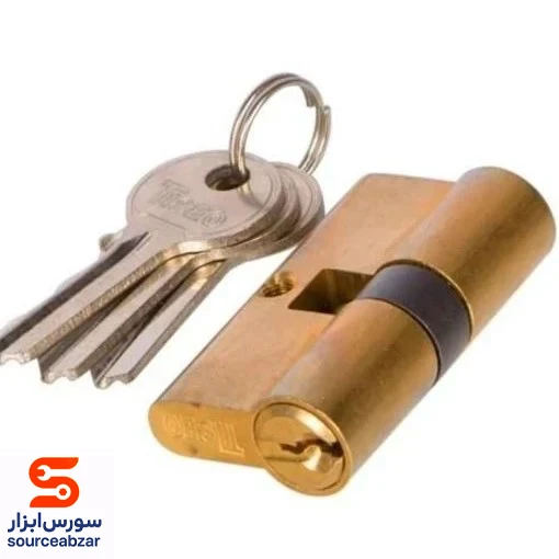 سیلندر قفل تیزو. تمام برنج. دارای 3 عدد کلید. 7 سانتیمتر